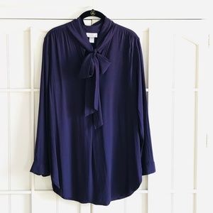 🌟NWOT LOFT Purple/Plum Necktie Blouse